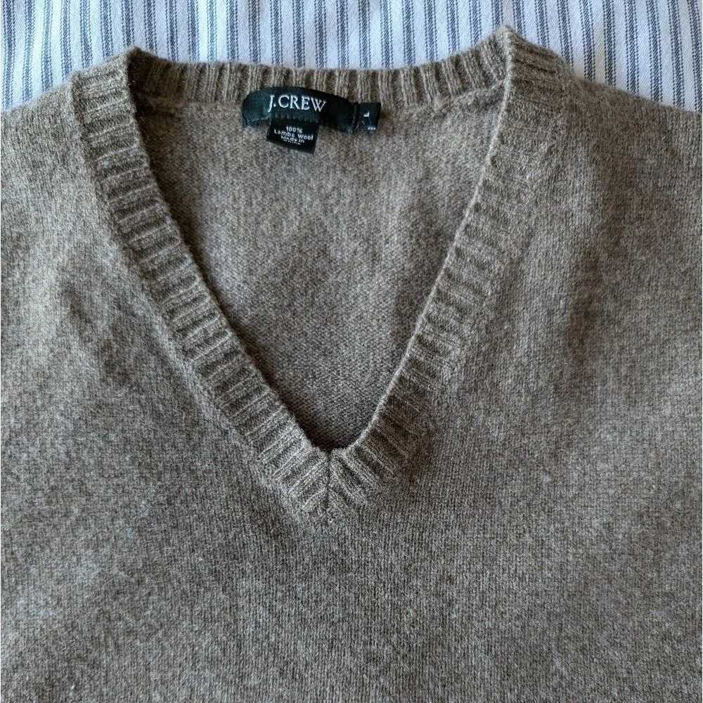 J. Crew 100% lambs wool sweater vest brown sz L